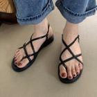 Toe-loop Cross Strap Flat Sandals