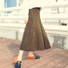 A-line Midi Cable Knit Skirt