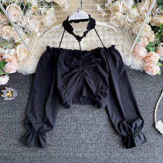 Puff-sleeve Halter Blouse