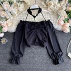 Puff-sleeve Halter Blouse
