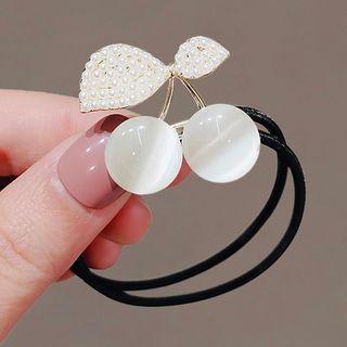 Cat Eye Stone Cherry Hair Tie Ly2333 - Black & White - One Size