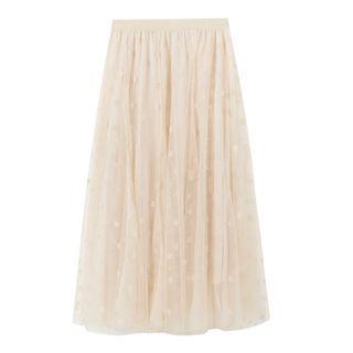 Mesh Midi Skirt Beige - One Size
