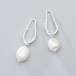 925 Sterling Silver Irregular Pearl Dangle Earring S925 Silver - 1 Pair - One Size