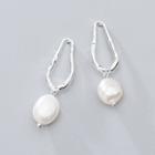 925 Sterling Silver Irregular Pearl Dangle Earring S925 Silver - 1 Pair - One Size