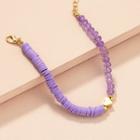 Faux Crystal Soft Clay Alloy Bracelet S097 - Purple - One Size