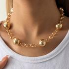 Beaded Chain Necklace 1 Pc - Gold - One Size