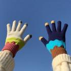 Colour Block Touchscreen Knit Gloves