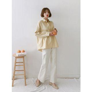 Plain Semi Wide-leg Pants