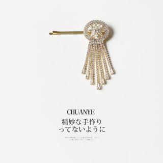 Rhinestone Fringed Hair Clip 1 Pc - 01 - Gold - One Size