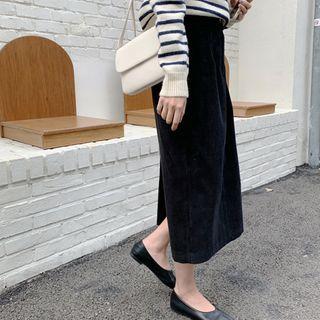 Fly-front H-line Corduroy Skirt