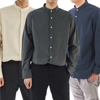 Plus Size Mandarin-collar Shirt