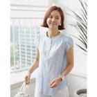 Half-placket Tulip-sleeve Blouse