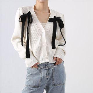 Ribbon Ribbed Knit Cardigan