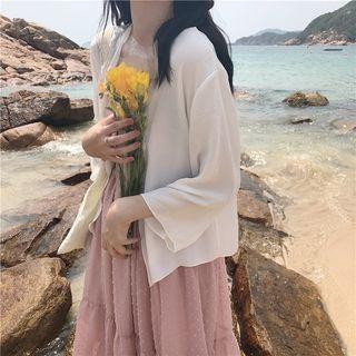 Open Front Chiffon Jacket Off-white - One Size