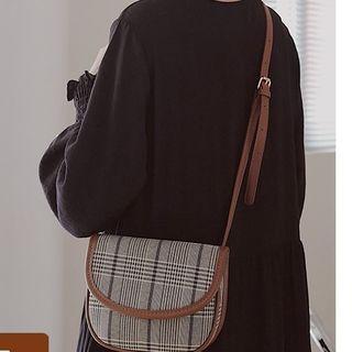 Plaid Faux Leather Crossbody Bag Coffee - One Size