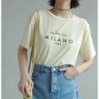 Short-sleeve Letter T-shirt Yellow - One Size