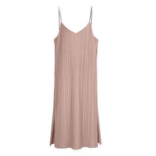 Spaghetti Strap Pleated Midi Dress