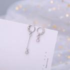 925 Sterling Silver Rhinestone Non-matching Dangle Earring 1 Pair - Silver - One Size