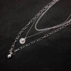 Layered Pendant Necklace Silver - One Size