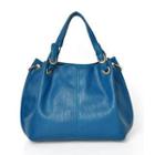 Belted Grommeted Satchel Blue - One Size