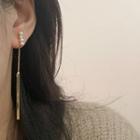 Bar Faux Pearl Dangle Earring 1 Pair - B - Silver - One Size