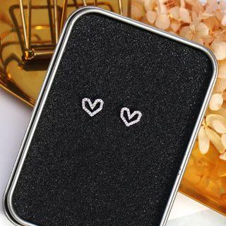 925 Sterling Silver Heart Earring As Shown In Figure - One Size