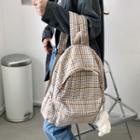 Plaid Backpack / Animal Plush Charm