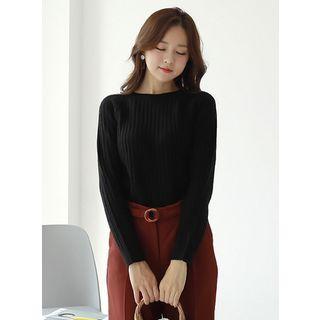 Raglan-sleeve Ribbed Sweater