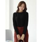 Raglan-sleeve Ribbed Sweater