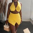 Set: Halter Crop Top + Asymmetrical Skort