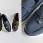 Round-toe Padlock-accent Loafers