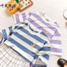Short-sleeve Moon Embroidered Striped T-shirt