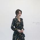 Tie-waist Floral A-line Long Dress