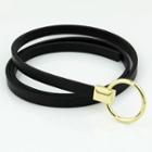 Faux-leather Metal Ring Slim Belt