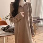 Hooded Buttoned Maxi Knit Dress