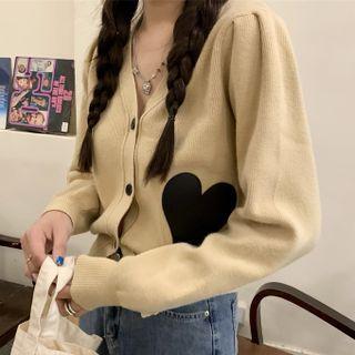 Long-sleeve Heart Print Cardigan