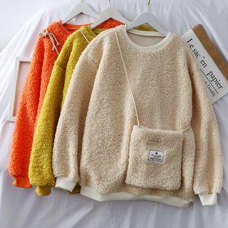 Loose-fit Fleece Pullover With Mini Crossbody Bag