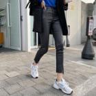 Asymmetric-hem Fleece-lined Skinny Pants