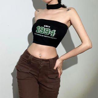 Choker-neck Numbering Tube Top