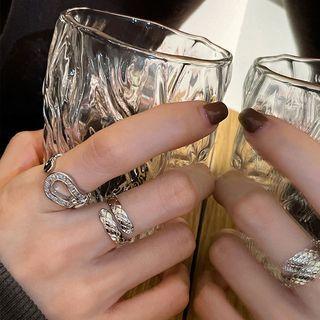 Rhinestone Knot Alloy Open Ring / Layered Alloy Open Ring