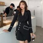 Set: Button-up Coat Dress + Peplum Belt