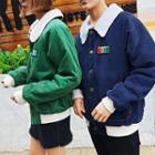 Couple Matching Letter Embroidered Button Coat