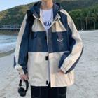 Long-sleeve Letter Print Two-tone Jacket