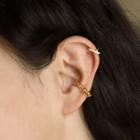 Layered Rhinestone Alloy Cuff Earring 1 Pc - Silver - One Size