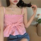 Shirred Bow-front Camisole Top Pink - One Size