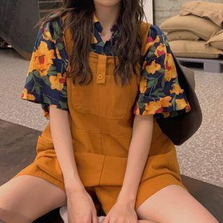 Short-sleeve Floral Hawaiian Shirt / Jumper Shorts