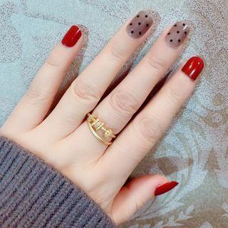 Rhinestone Layered Open Ring Yr012-01 - Gold - One Size