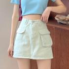 High-waist Plain Double Pocket Loose Fit Skirt