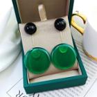 Acrylic Disc Dangle Earring 1 Pair - Green Circle Acrylic - One Size