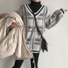 Mock Two-piece Patterned Sweater